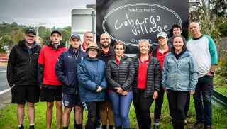  2021 NIBA Young Professional Broker of the Year winners, Vero Young Broker Alumni members and Vero Senior Leaders arrive at the village of Cobargo, NSW