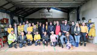 Firefighters and volunteers from the Narooma fire service station