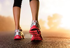 Jogging in pink shoes